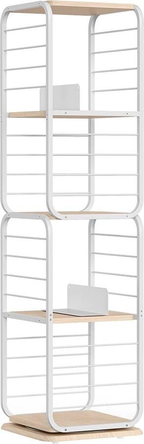 Rootz Living Rootz Boekenplank Opbergrek Spaanplaat Staal Natuurlijk Beige Wolkenwit 60kg Draagvermogen 43cm x 43cm x 158cm