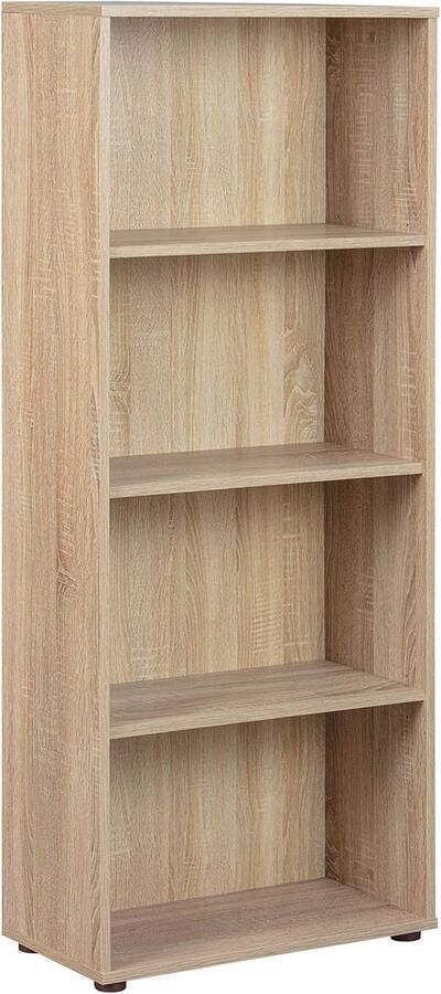 Boekenkast met 4 Niveaus en Eikenlook 60 x 30 x 145 cm