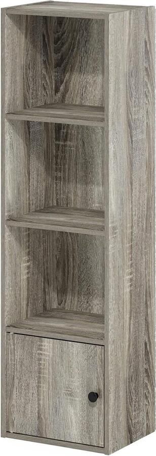 Boekenkast met 4 niveaus en opbergkast met 1 deur Frans eiken Luxe design
