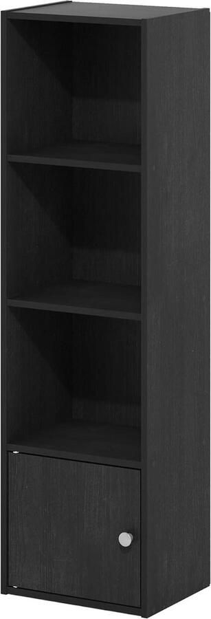 Boekenkast met 4 niveaus en opbergkast met 1 deur Zwart hout Moderne uitstraling