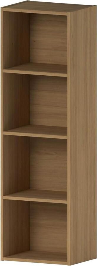 Titel: Boekenkast met 4 niveaus kubusvormig Eikenhout houten plank voor kantoor woonkamermeubels Oxford