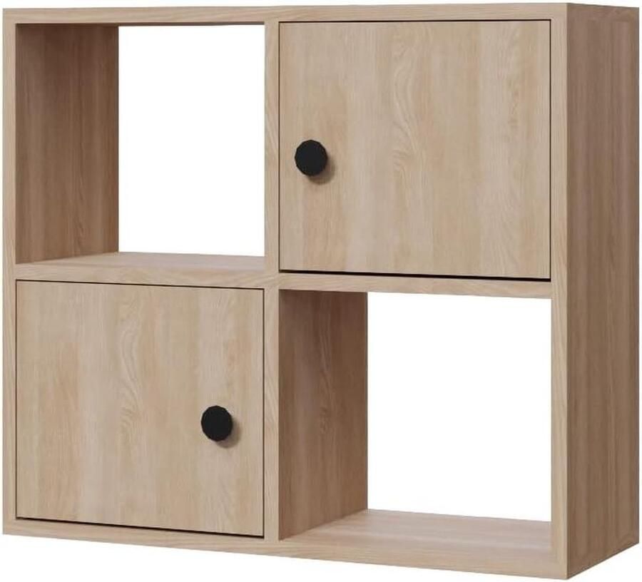 Boekenkast met 4 opbergvakken Houten meubel voor thuisopslag