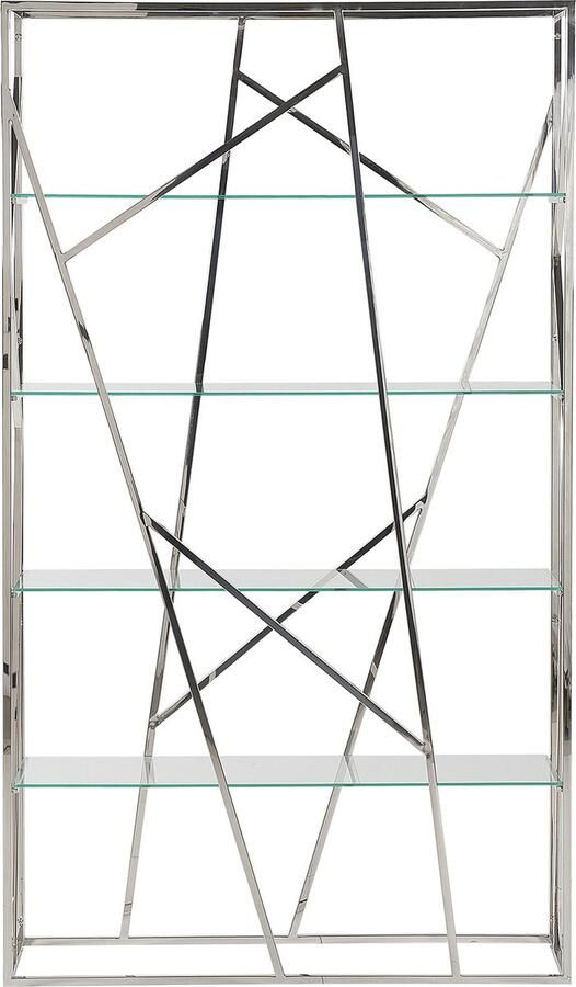 Beliani Boekenkast met 4 planken Boekenkast HOXIE Metaal 175 cm Zilver - Foto 2