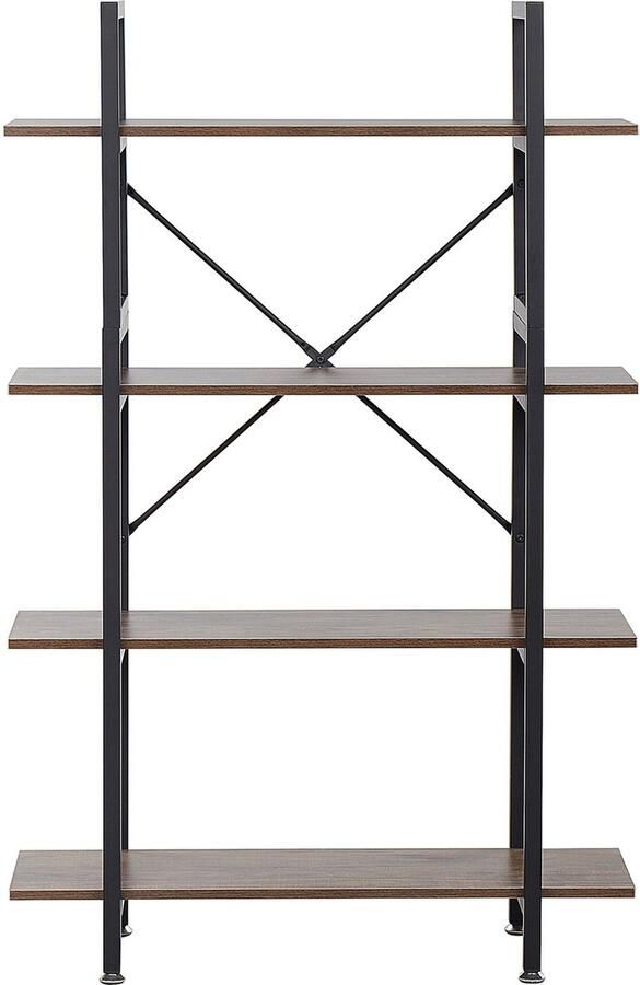 Beliani DARBY 4 Tier Bookcase Donkere houtkleur Vezelplaat