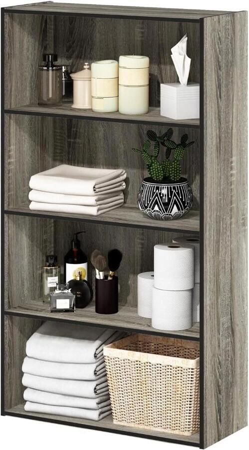 Pasir Boekenkast met 4 vakken Frans eiken grijs 23 88 x 59 94 x 105 92 cm