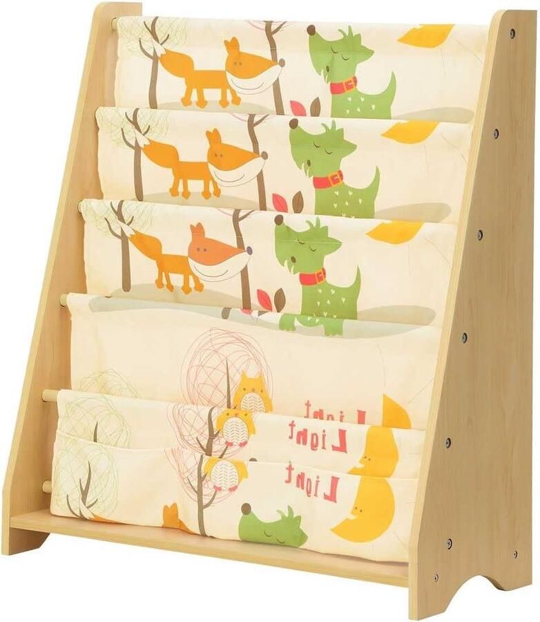 Boekenkast Met 4 Verdiepingen Voor Boeken En Schoolmaterialen Kinderkamer Of Kleuterschool Esdoornkleurig Boekenkast kind