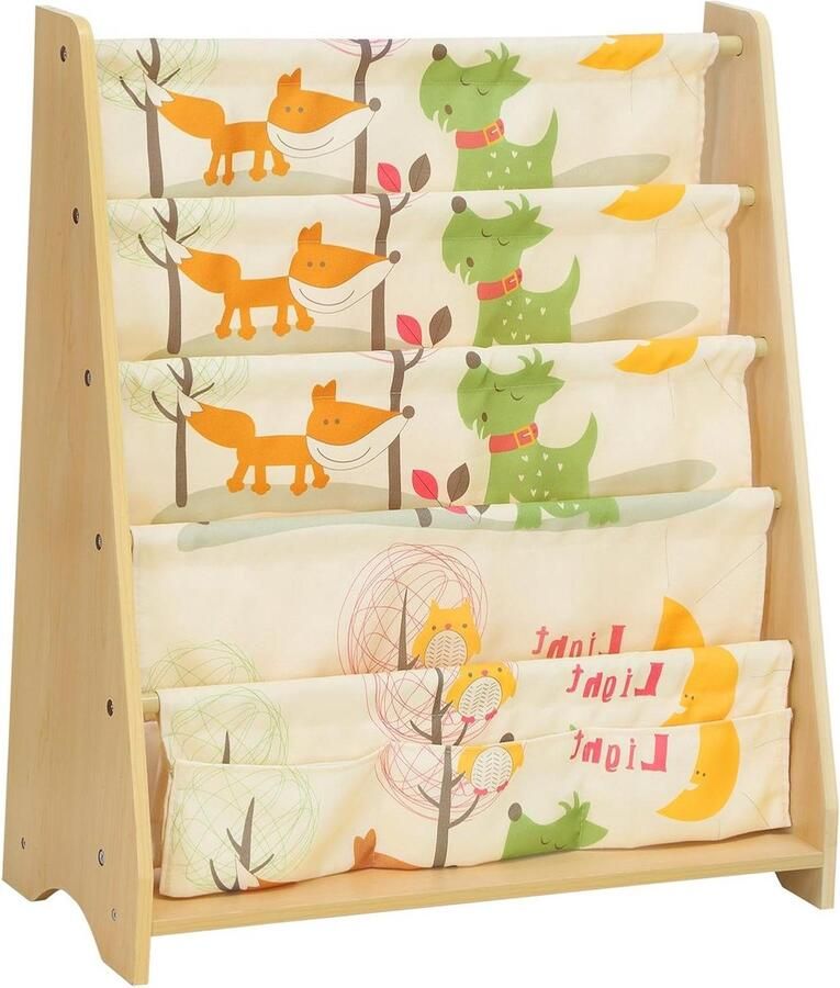 Boekenkast Met 4 Verdiepingen Voor Boeken en Schoolmaterialen Kinderkamer of Kleuterschool Esdoornkleurig