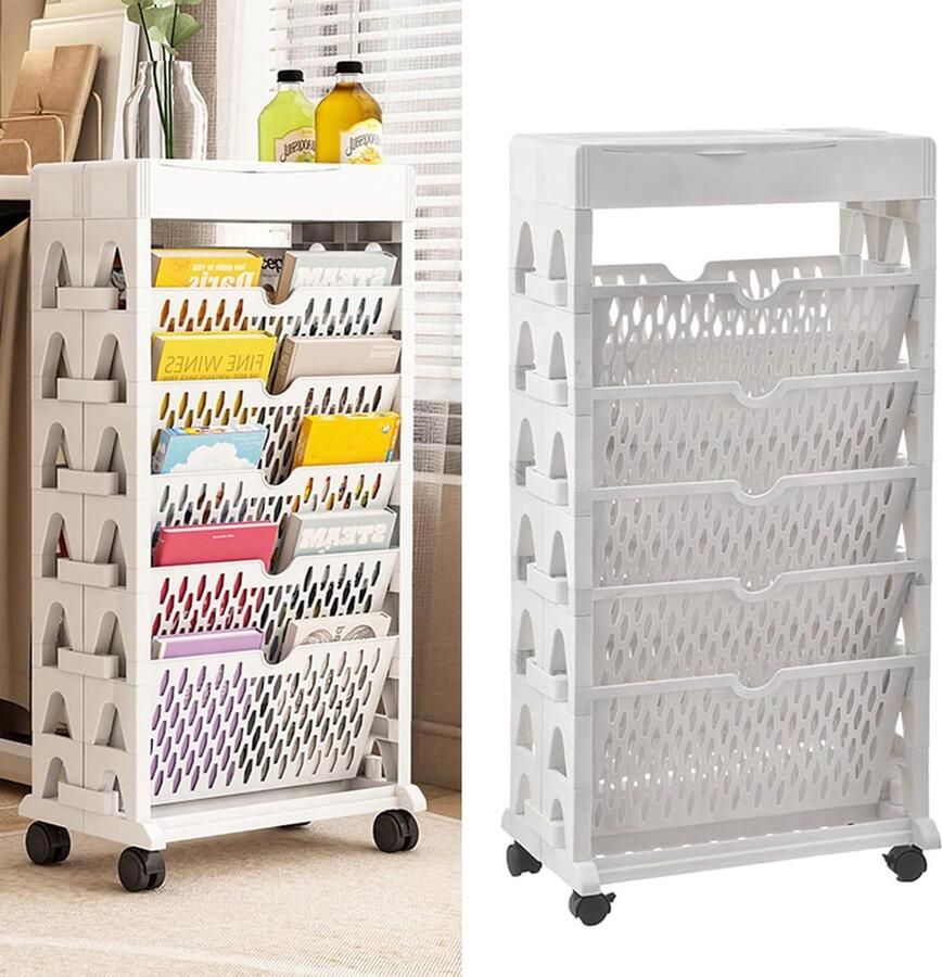 Boekenkast met 5 lagen Beweegbare boekenplank Voor kinderkamer 1 stuk Wit Hout