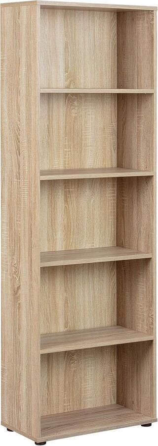 Boekenkast met 5 Niveaus in Eikenlook Minimalistisch en Ruimtebesparend