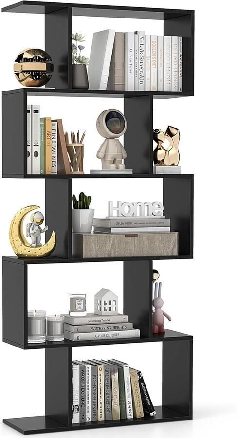 Boekenkast met 5 Niveaus – Witte Houten Trapkast met Kantelbeveiliging 70x23 5x158 cm