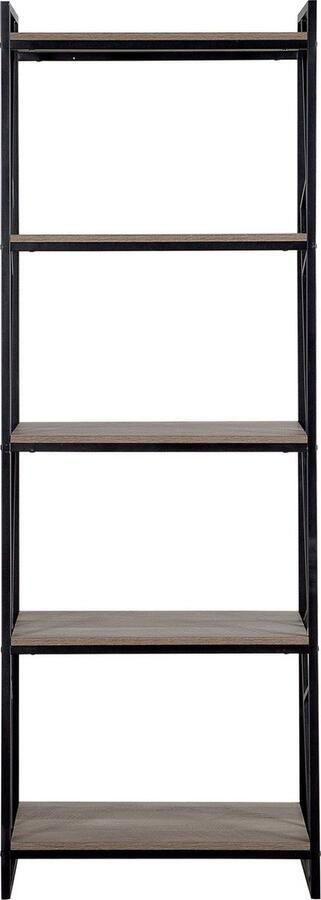 Beliani -FORRES-Boekenkast-5 planken-Donkere houtkleur-Spaanplaat - Foto 2