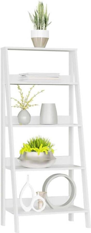 Boekenplank kunstzinnige moderne boekenkast boekenrek opbergrek planken boekenhouder organizer voor boeken 135 x 38 x 61 cm White - Foto 2
