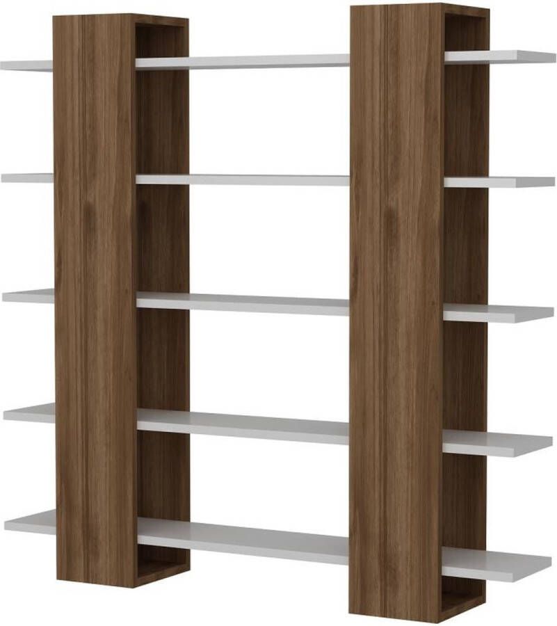 Boekenkast met 5 planken Naturel en wit ZORYN L 120 cm x H 120 cm x D 19.5 cm