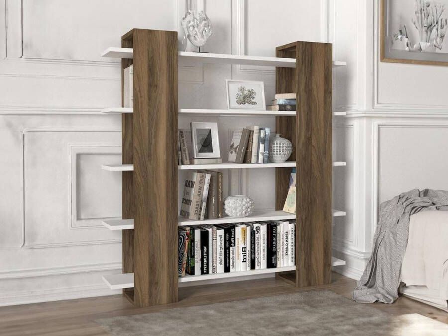 Vente-unique Boekenkast met 5 planken Naturel en wit ZORYN L 120 cm x H 120 cm x D 19.5 cm