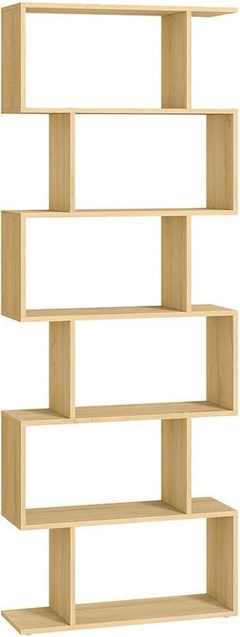 Boekenkast met 6 niveaus Displayplank Houten boekenplank Natuurlijke eiken afwerking 24 cm x 70 cm x 190 5 cm