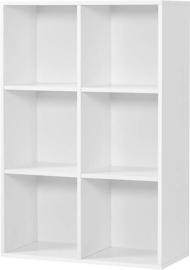 Boekenkast Met 6 Vakken Houten Rek Kubusrek Opbergkast 655 X 975 X 30 Cm WitGroot