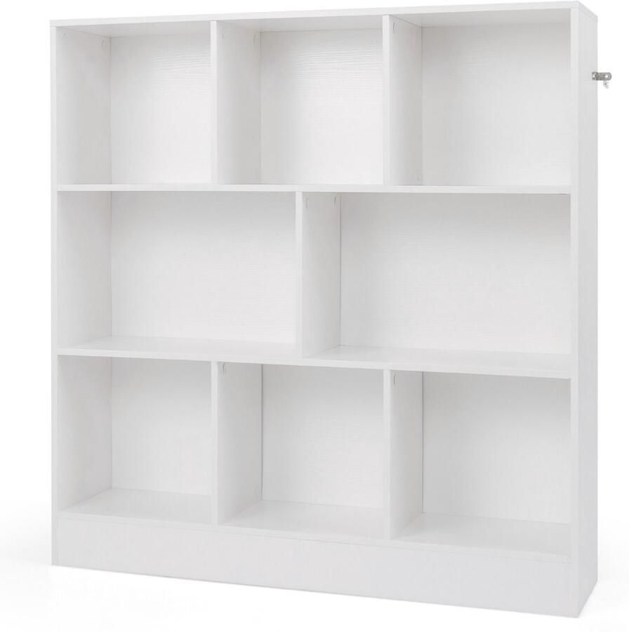 Boekenkast met 8 Kubussen – 3 Lagen Vrijstaande Opbergorganizer met Houten Displayplank 100 cm Wit