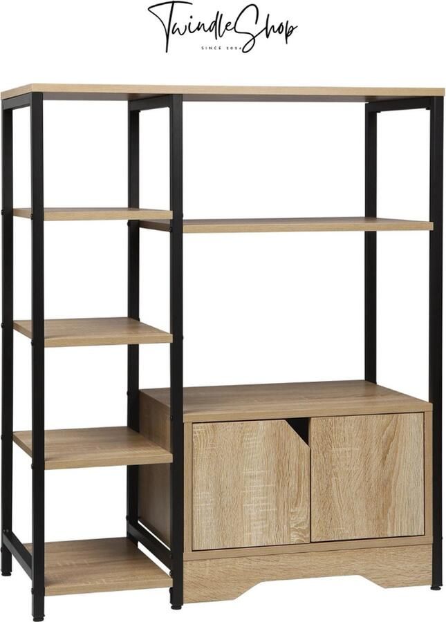 Woltu TwindleShop Woltu Boekenkast Met Deuren Boekenrek boekenkasten Boekenkast Kind Boekenkast Industrieel Boekenkastje Hout 80 x 35 x 97 CM