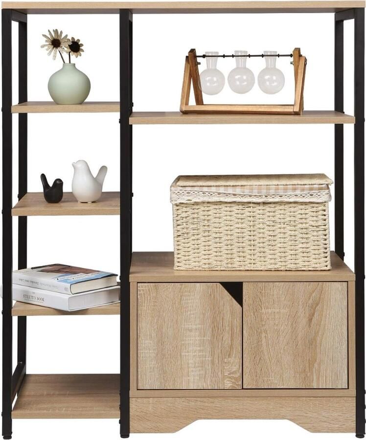 Boekenkast Met Deuren Opbergkast Met Boekenplanken Boekenrek Boekenkast Kind Boekenkast Industrieel Boekenkastje Hout 80 x 35 x 97 CM