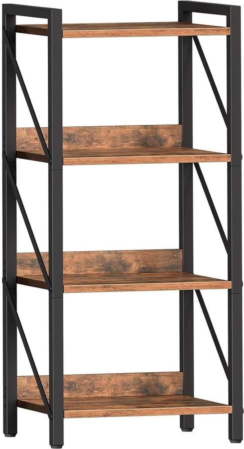 Boekenkast met grote capaciteit multifunctioneel 1 stuk spaanplaat en metaal 42 x 28 x 102 cm