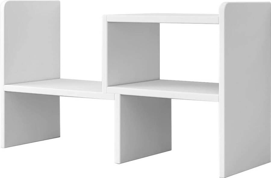 Boekenkast met meerdere verdiepingen rek bureau-organizer kleine bureau-organizer boekenrek hout geschikt voor werktafel bureau keuken studentenhuis (wit basis)