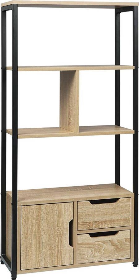 boekenkast met plank en schuifladen 58x24x120cm keukenrek bureaurek en schoenenrek ijzeren frame