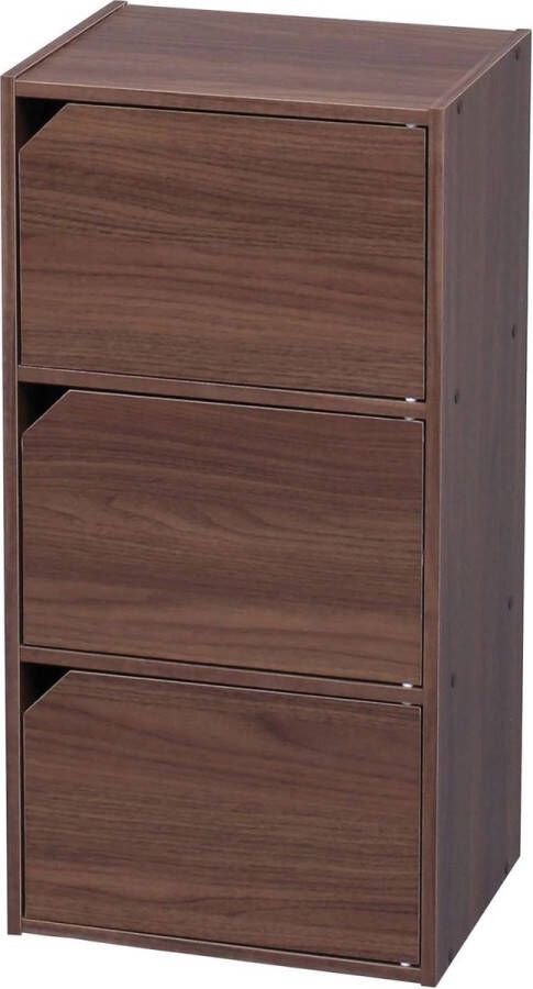 Boekenkast Meubel met 3 Deuren en 3 Planken Eenvoudige Montage Design Modulair Kantoor Slaapkamer Woonkamer Module Plank MDB-3D Bruin