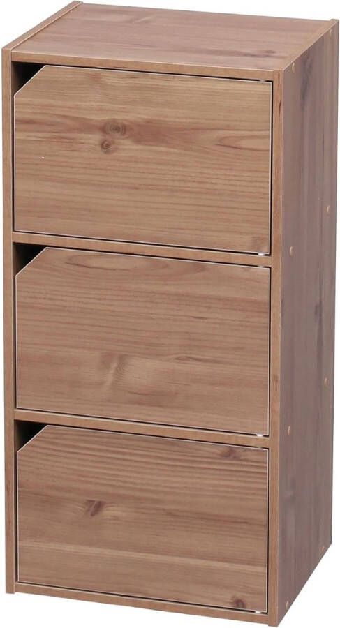 Boekenkast meubel met 3 deuren en 3 planken eenvoudige montage design modulair kantoor slaapkamer woonkamer Moduleplank MDB-3D Lichtbruin