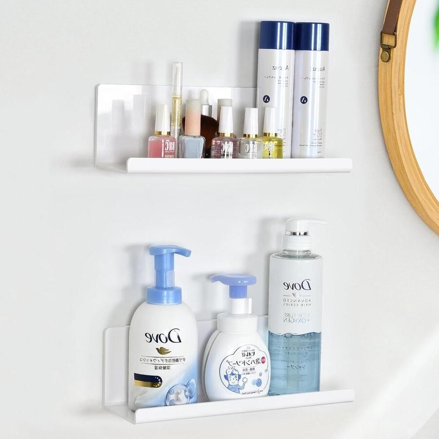 Zwevend wandrek acryl 2 stuks wit 30 cm keukenrek hangend om te lijmen boekenkast fotolijst kleefrek badkamer wandplank Wandrek