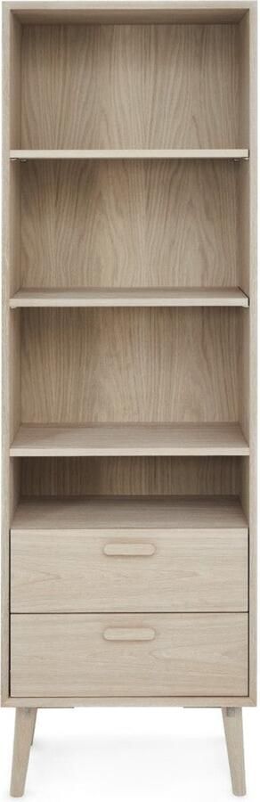 Rootz Living Rootz Boekenkast Opbergkast Plank Massief eiken en MDF Duurzaam met softclose laden Veelzijdige opbergruimte 40 cm x 60 cm x 187 cm