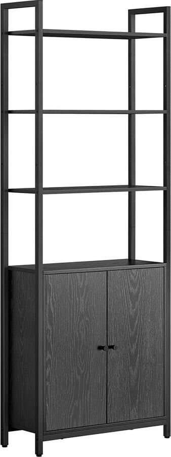 Rootz Living Rootz Boekenkast Opbergmeubel Planken Ebbenhout Zwart Inktzwart 24cm x 60cm x 159 5cm