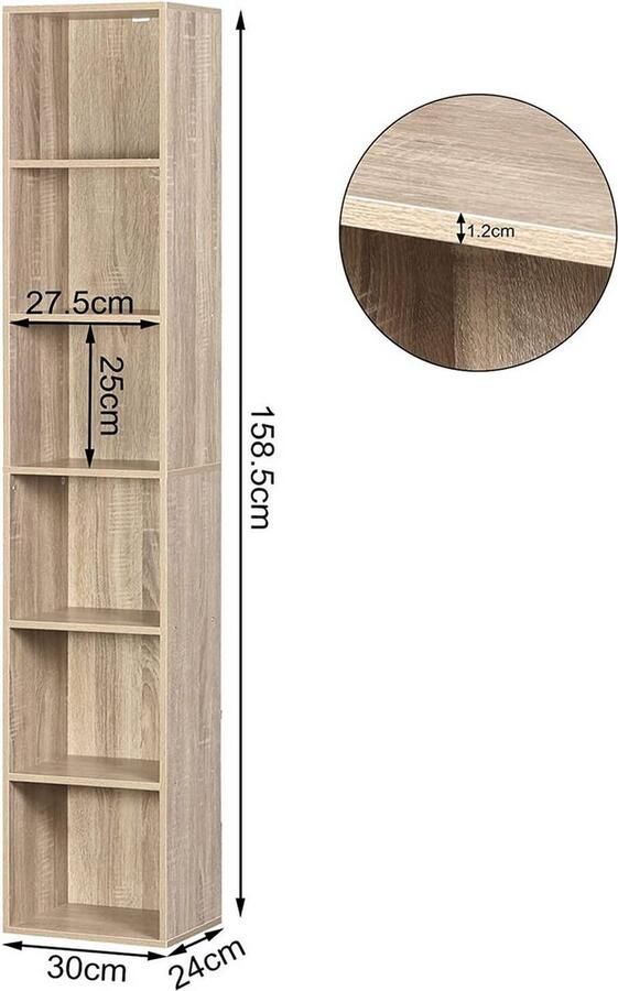 Rootz Living Rootz Boekenkast Opbergplank Display-eenheid Duurzaam en waterbestendig Voldoende opbergruimte Veelzijdig gebruik 30 cm x 158 5 cm x 24 cm - Foto 2