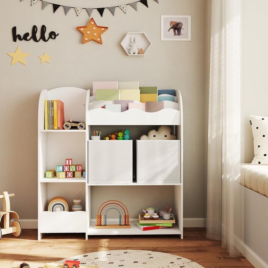 Boekenkast plank met 2 opbergdozen