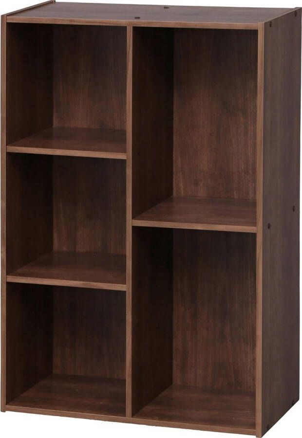 Boekenkast rek met 5 vakken boekenkast scheidingswand display woonkamer slaapkamer kantoor basic opbergplank CX-23C bruin