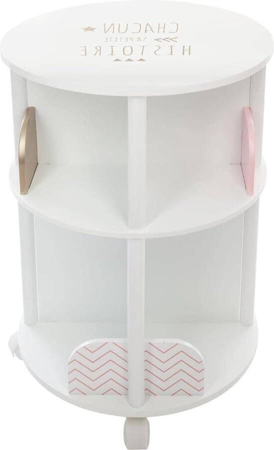 Boekenkast Rond Met Wieltjes Voor Kinderkamer Wit Roze