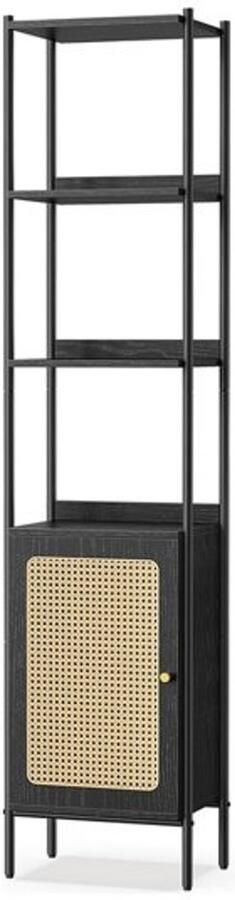 ZAZA Home Boekenkast TrendyLiving Rotan-look deur Verstelbare planken Zwart