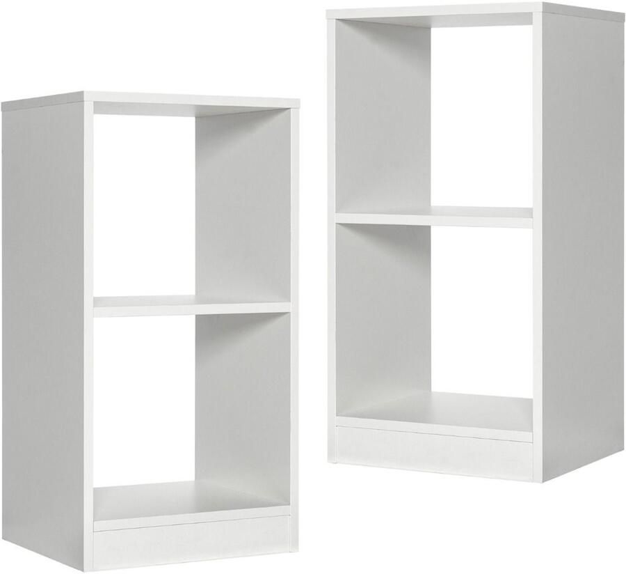 Boekenkast Set van 2 – Vrijstaande 2-Laags Plankenkast – Compacte Boekenplanken voor Woonkamer Kantoor of Hal – 38 x 33 x 72 5 cm