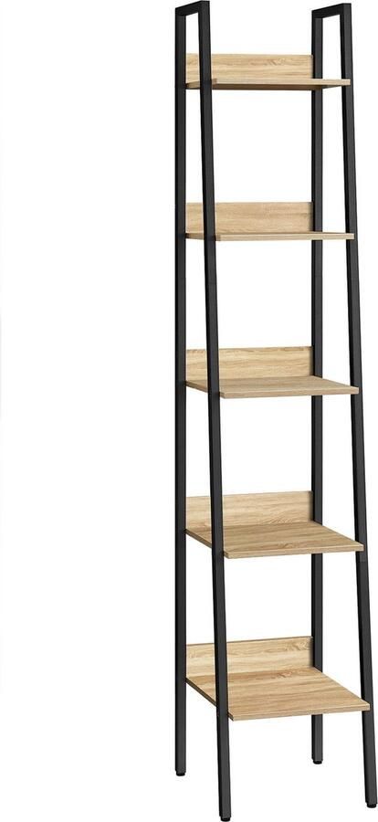 Boekenkast SONOMA 5 Planken en Stalen Frame Eiken Sonoma en Zwart Modern en Functioneel Design Ideaal voor Woonkamer Slaapkamer of Kantoor 170 x 33 8 x 30 cm