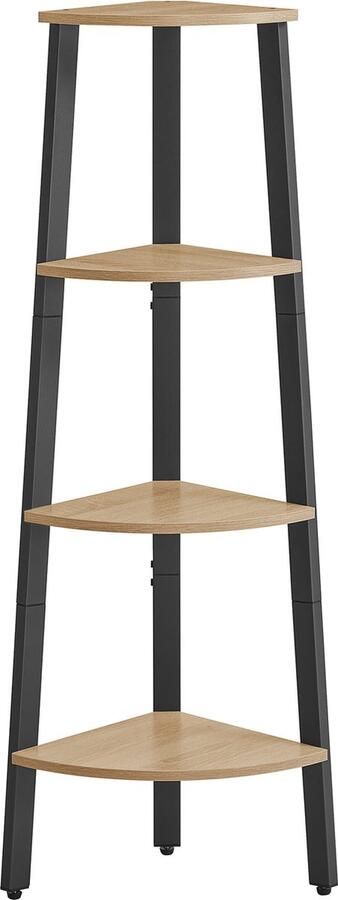 Boekenkast SONOMA Hoekkast 4 Planken en Stalen Frame Eiken Sonoma en Zwart Modern en Functioneel Design Ideaal voor Woonkamer Slaapkamer of Kantoor 125 x 34 x 34 cm