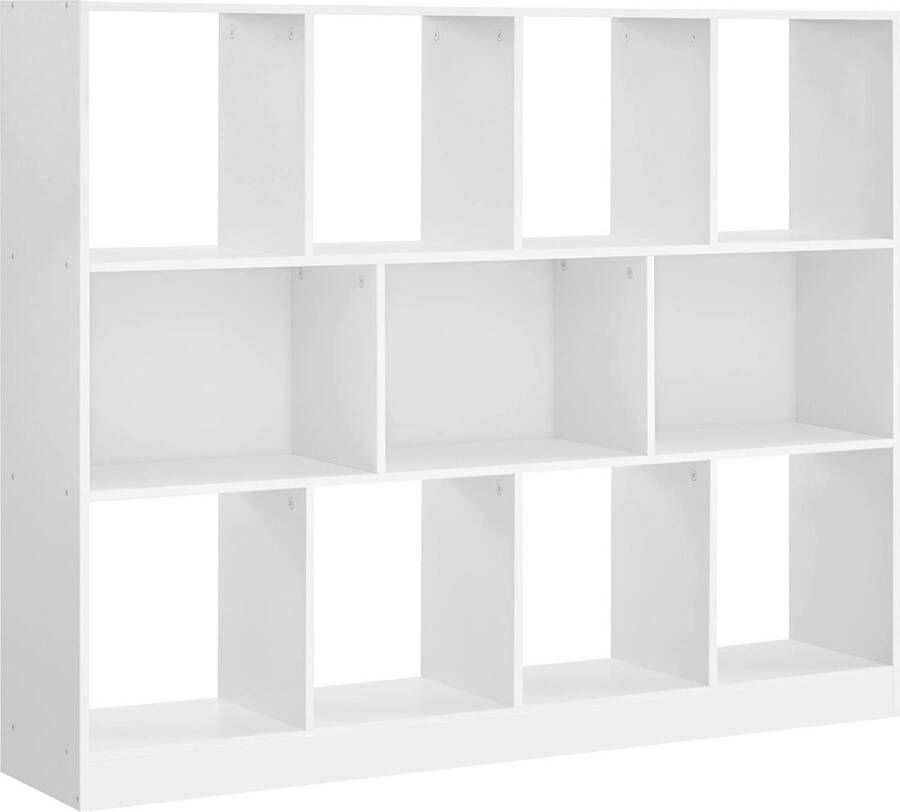 Boekenkast staand rek opbergrek met 11 vakken voor woonkamer werkkamer kinderkamer slaapkamer wit