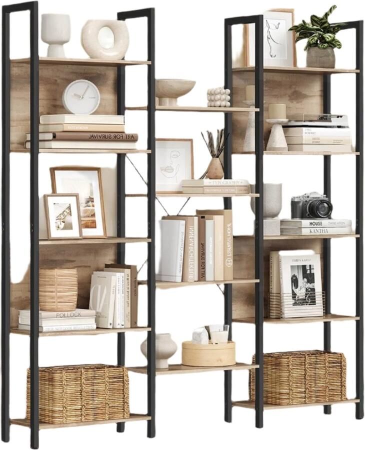 Boekenkast Staande plank 14 plankopslag metalen frame ruimtebesparend ontwerp 24 cm x 158 cm x 166 cm