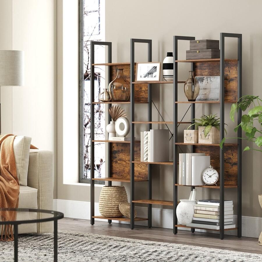 Boekenkast staande plank met 14 planken plank met metalen frame