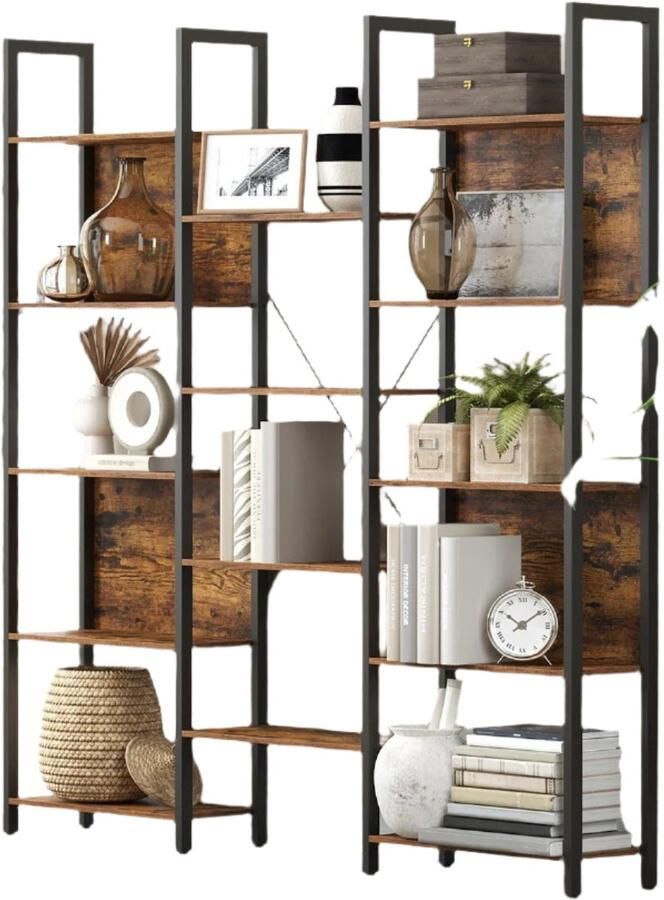 Boekenkast staande plank metalen frame plank 14 ruime planken stevige structuur 158 cm x 24 cm x 166 cm