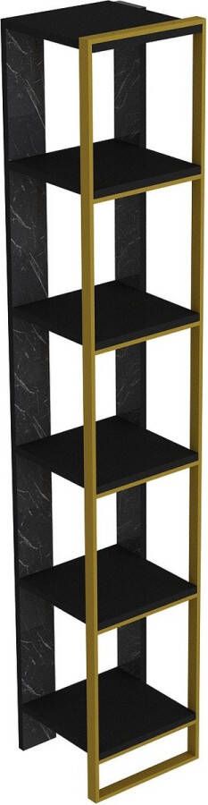 Boekenkast Stijlvol Zwart & Goud Ruimtebesparend 32 2x178 5x31 3cm Duurzaam Melamine