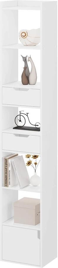 Boekenkast Vakkenkast Opbergkast Vitrinekast 6 Vakken 2 Lades Wit