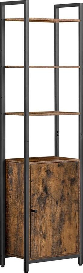 Rootz Living Rootz Boekenkast Vintage Bruin Inktzwart Hoge Plank Rustieke Stijl 24cm x 40cm x 159.5cm
