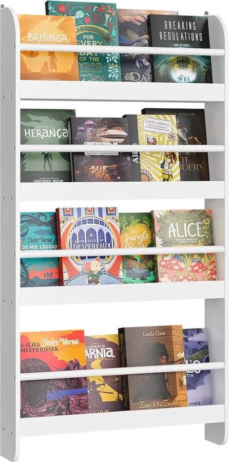 Boekenkast voor Kinderen Decoratief Wandrek met 4 Open Vakken