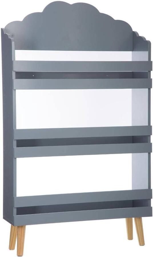 Boekenkast voor kinderen in grijs met wolkendesign