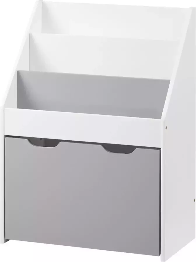 Boekenkast voor Kinderen Kinderkamer Speelgoedkast Opbergkast Kindvriendelijk Hout 50.5x28x69.5 cm Wit