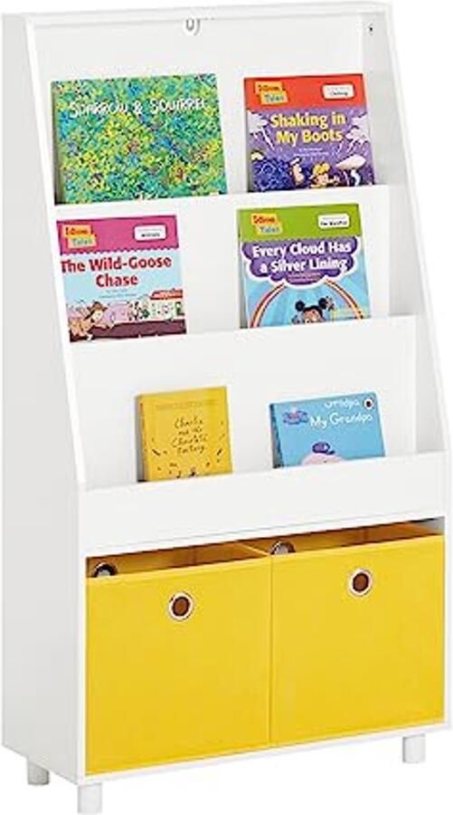 Boekenkast voor Kinderen met Opbergdozen en 3 Planken Ideaal voor Speelgoed en Boeken